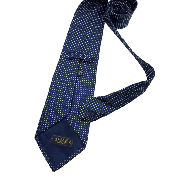 NICKY Blue/Yellow Polka Dot Silk LUXURY Tie ITALY - Picture 2 of 4